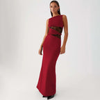 Sheer Lace O Neck Bodycon Long Tank Dress