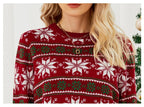 DressBetty - Long Sleeve Small Snowflake Slim Red Christmas Print Sweater Knit JumperPullover Sweater