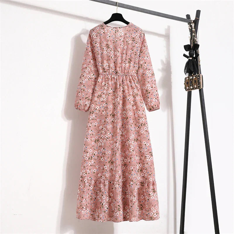 Erin Aesthetic Floral Long Dress for Summer Premium Wardrobe Essential