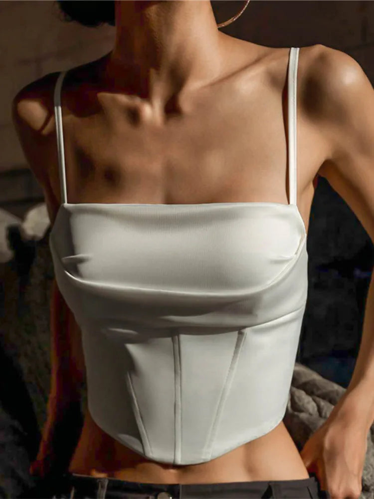 Lace Up Bandage Backless Skinny Crop Cami Top