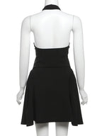 Above Knee Solid Halter Neck Mini Dress