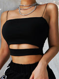CutOut Short Tee Sexy Strap Tank Cami Top