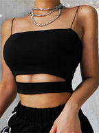 CutOut Short Tee Sexy Strap Tank Cami Top