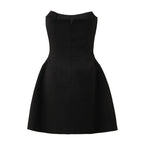 Diamonds Black Crystal Pearl Mini Midi Dress