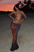 Retro Print Lace-up Thong Cover Up Three Piece Swim Sets