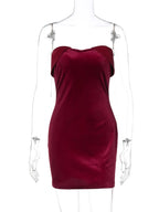 Velvet Off - shoulder Strapless Mini Dress