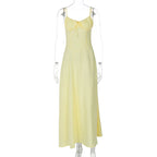 Spaghetti Strap Solid Fit and Flare Long Dress