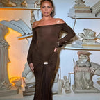 Off The Shoulder Pleated Full Sleeve Dress