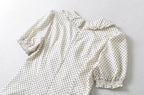 Short Puff Sleeve Bow Detail Dots Print Mini Dress