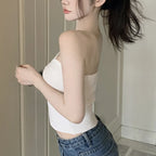 Solid Color Off-Shoulder Strapless
