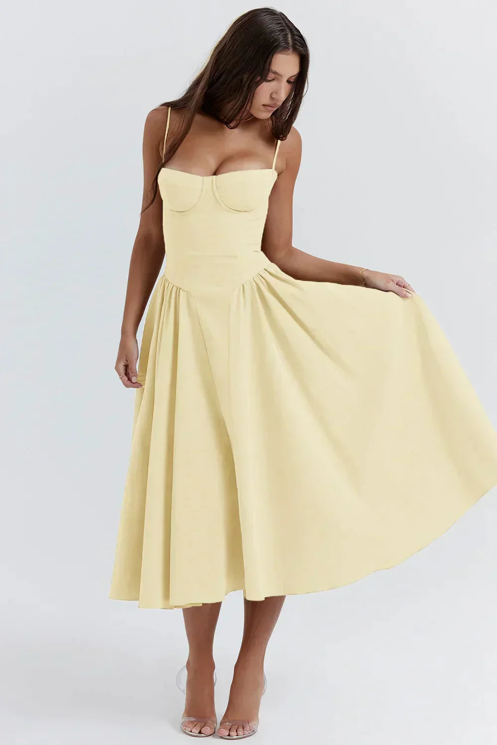Assunta Effortless Strapless Pleated Dress Chic Silhouette Collection