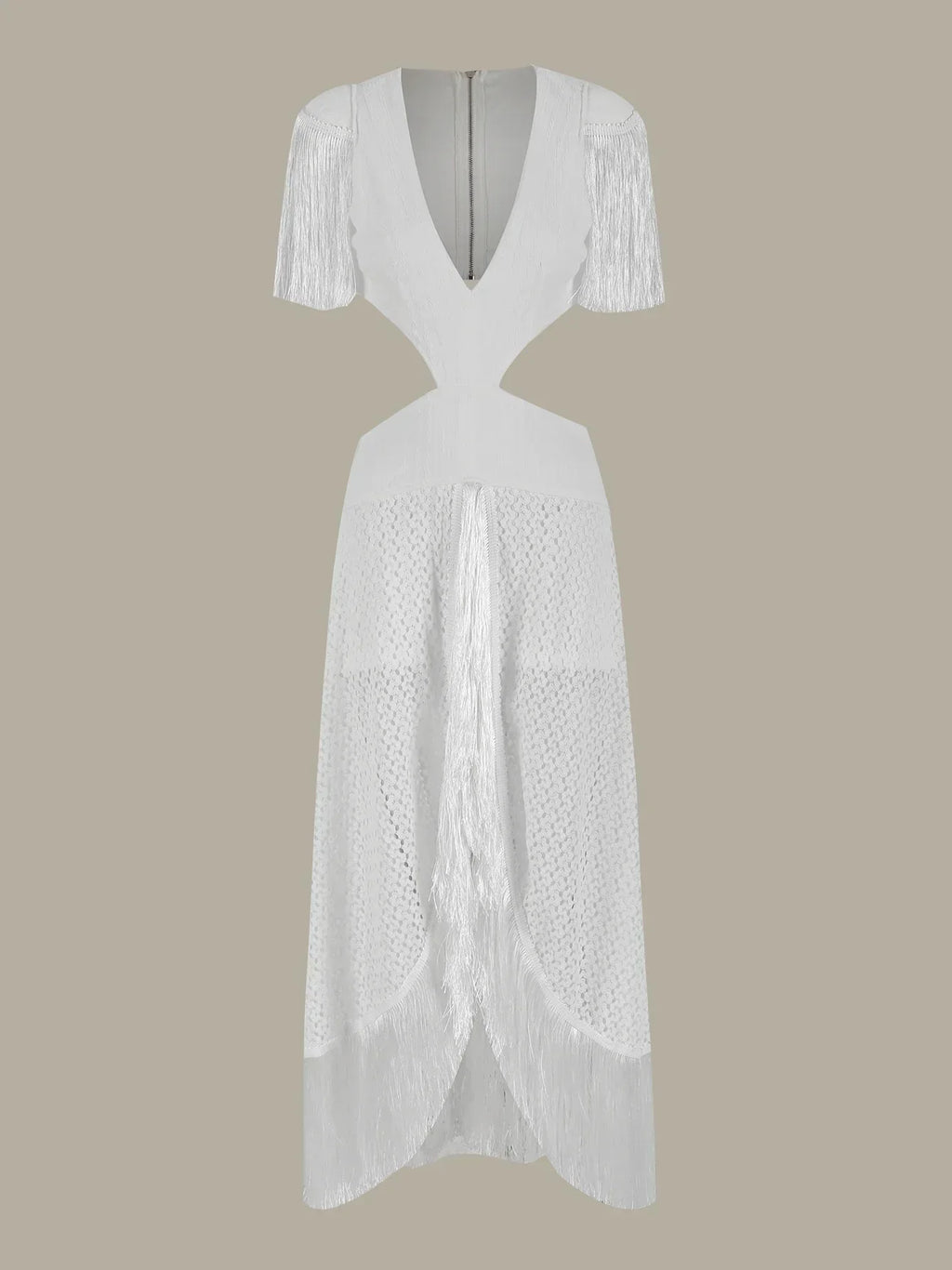 Deep V - Neck Tassel Long Party Dress