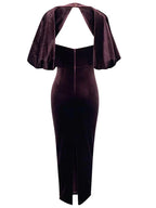 Backless Puff Lantern Sleeve Maxi Dress