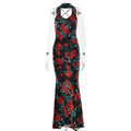Floral Print Backless Maxi Dress