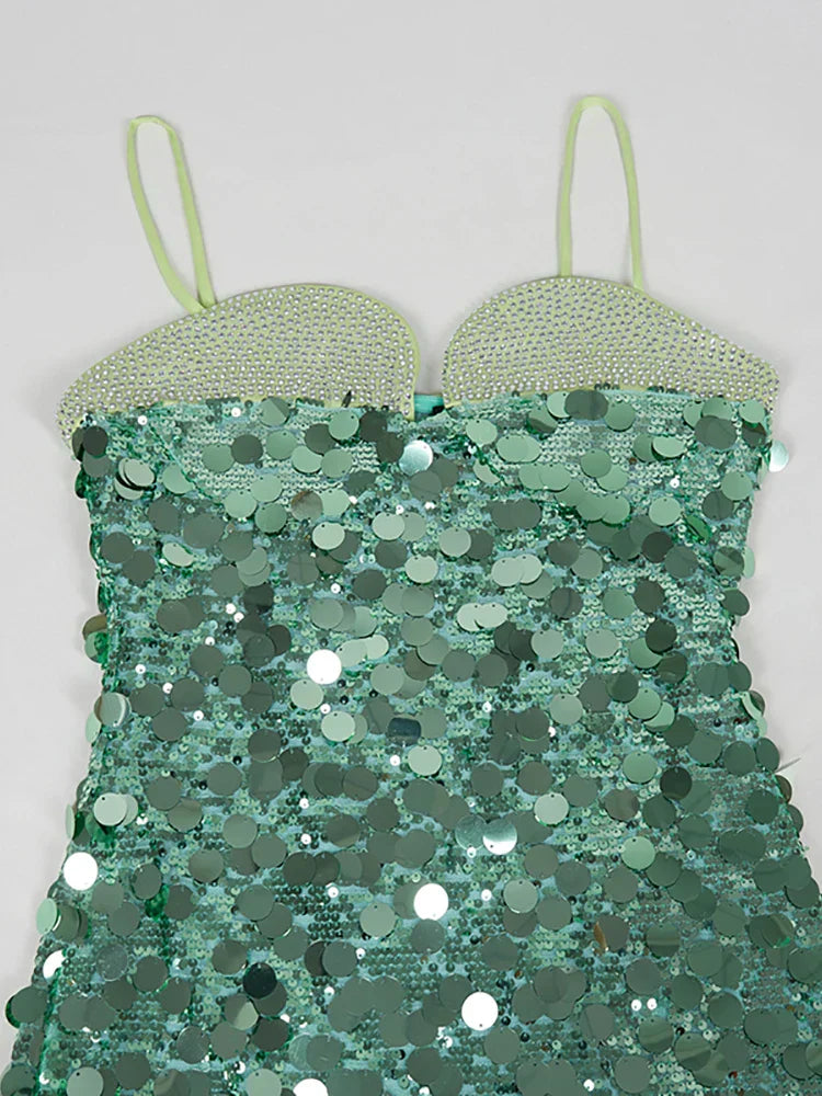 Spaghetti Strap Diamonds Patchwork Mini Dress