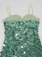 Spaghetti Strap Diamonds Patchwork Mini Dress