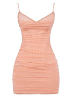 Orange Bodycon Mesh Strap Mini Dress