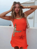 Starfish Wrapped Waist Shiny Mini Dress