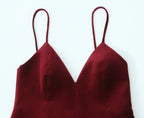 Red Velvet Spaghettis Strap Mini Dress