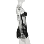 Mesh Cami Embroidered Mini Dress