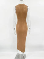 Women's Sleeveless Turtleneck Maxi Dress