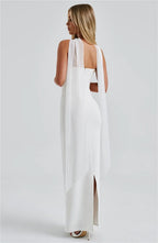 Scarf Collar Strapless Off - shoulder Long Dress