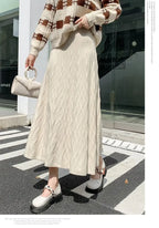 Knitted Drooping Long Aline High Waisted Slim Woolen Skirt