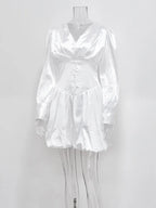 Lantern Long Sleeve Ball Gown Dress