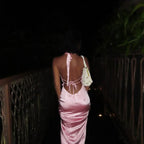 Satin Open Back Dress