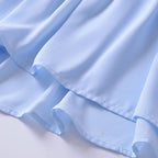 Light Blue Spliced Ruffles Hem Midi Dress