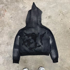 Rhinestone Patch Oversized Hoodie