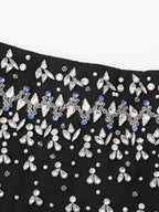 Diamonds Black Crystal Pearl Mini Midi Dress