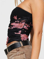 Floral Off Shoulder Aesthetic Strapless