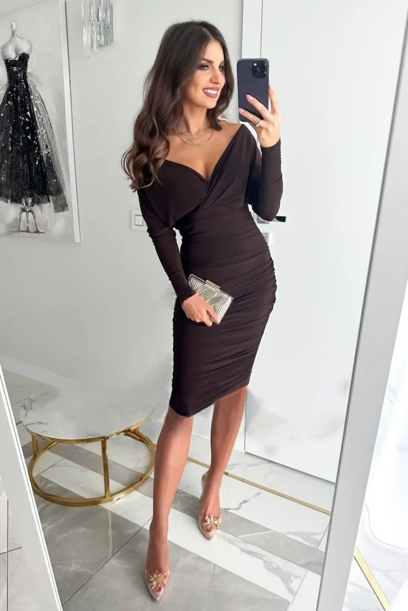 Marta Aesthetic Long Sleeved Party Dress Premium Wardrobe Essential