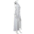 3D Flowers Polka Dot Print Backless Dress
