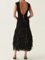 Helga Chic Long Dress with Fringes Silhouette Collection