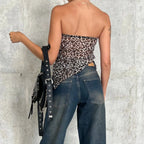 Leopard Triangle Hem Tube Strapless
