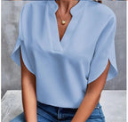 Summer Elegant V-neck Short Sleeve Blouse