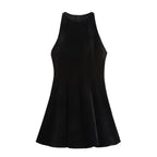 Solid Tank Velvet Mini Dress