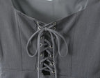 Cross Lacing up Back Mini Dress