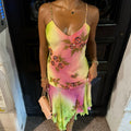 Halter Irregular Hem Floral Dress