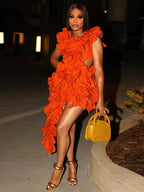 Short Party Dress Backless and Ruffled