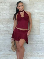 Halter Offshoulder Mini Knit Set