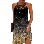 Amparo Chic Printed Dress with Halters Statement Occasion Edit