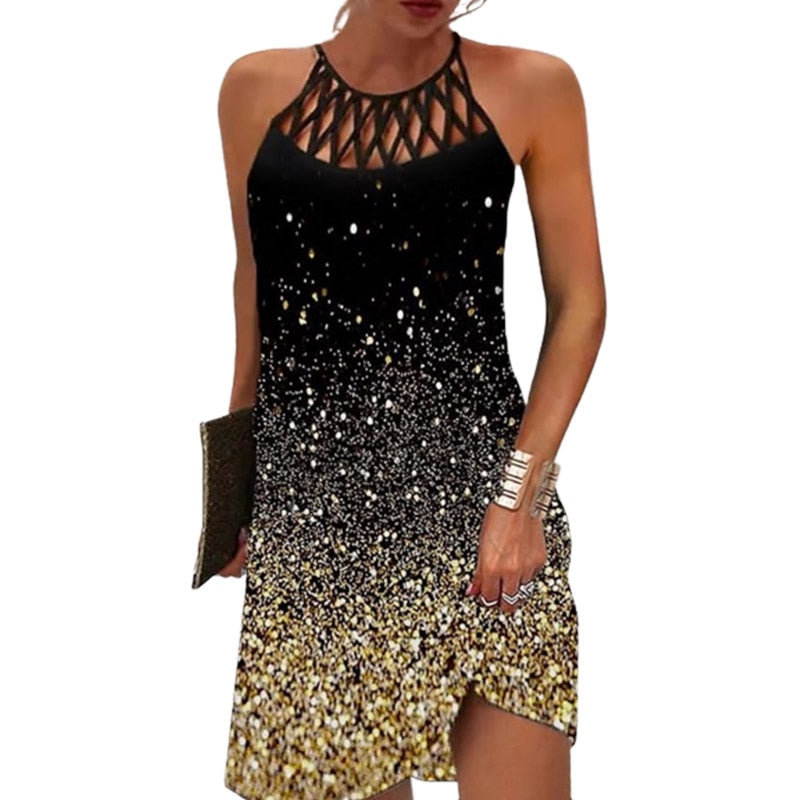 Marianela Elevated Printed Dress with Halters Everyday Luxe Edit
