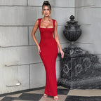 Pleated Sleeveless Evening Party Dress Elegant Sexy Bodycon Maxi Long Party Dress