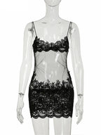 Mesh Cami Embroidered Mini Dress