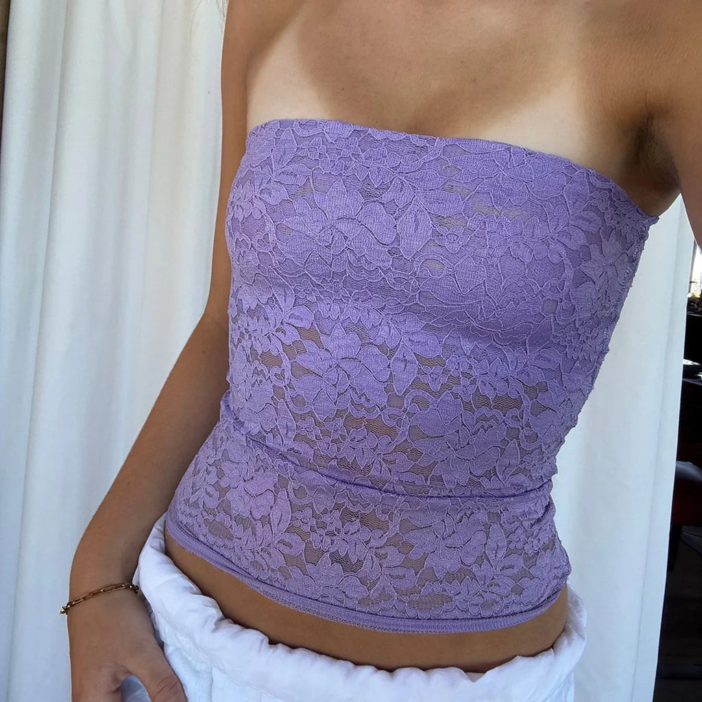 Coquette Lace Floral Sheer Strapless