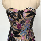 Sequin Floral Strapless Maxi Dress