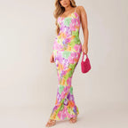 V-neck Spaghetti Strap Floral Dress